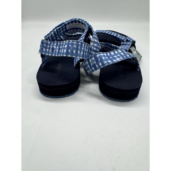 NWT L.L Bean Maine Isle Four Point Blue Gingham Plaid Sandals Women’s Size 8 - Picture 5 of 8